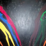 M.L. is my interpretation of a 1960 Morris Louis piece entitled, "Delta Kappa". While his work brilliantly displays one of a kind colours flowing down the wall sized canvas, I used the human body to flow curvaciously along the five foot canvas.