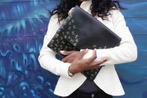 Individually gold NV monogrammed leather Fold Over clutch
